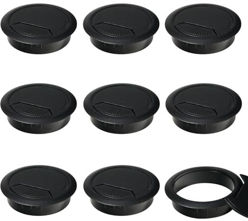 9 Kabeldurchführung Schreibtisch Kabeldurchführung, Tisch Kabeldurchführung, Kabeldurchlass Schreibtisch, Kabel Durchführungen (Schwarz-60mm)