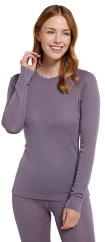 Mountain Warehouse Merino Womens Long Sleeve Base Layer Top Dusky Purple 14