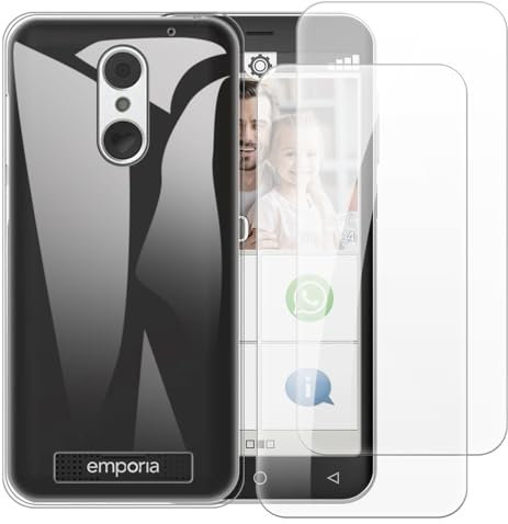 2er-Set Gehärtete Schutzglas + TPU Handyhülle Kompatibel mit Emporia Smart 4, Stoßfester Schutz mit Displayschutzfolie und Schutzhülle