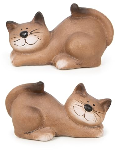 Logbuch-Verlag 2 Deko Katzen Paar Keramik Katzenfiguren liegend Katzenliebhaber Geschenkidee 11 cm