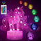 ZTZK Einhorn Lampe, 3D LED 16 Farben Einhorn Nachtlicht intelligente Fernbedienung Tischlampe - Einhorn Geschenke für Mädchen, Kinderzimmer Dekoration Lampe