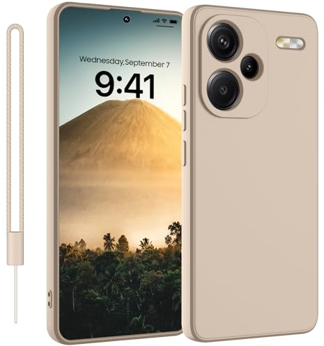 ORDA Handyhülle für Xiaomi Redmi Note 13 Pro Plus Hülle mit Band,Silikon Ultra Dünn Microfiber Kameraschutz Schutzhülle für Redmi Note 13 Pro Plus 5G - 6.67 Zoll (Khaki)