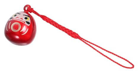 HOMOCONO Japanischer Daruma Anhänger aus Kupfer mit Rotem Katzenauge Dekorativ und Formstabil als Schlüssel und Taschenanhänger für Kinder und Freunde