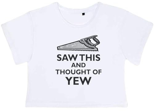 Small 'Saw This and Thought of Yew' Adult's Cotton Crop Top (CO00131193) White