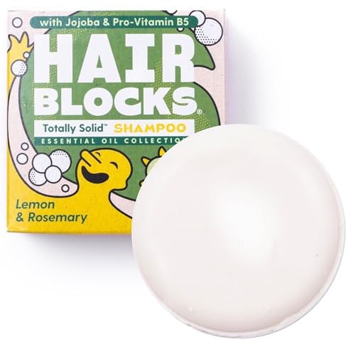 Hair Blocks - Solid Shampoo Bar (85g) for all hair types: Lemon & Rosemary Solid Shampoo Bar | Soap Free, Plastic Free | Plant Based | Natural | Conditioning