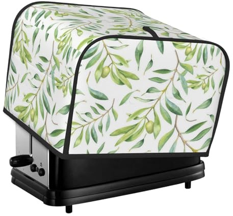 Toaster-Abdeckung, 4-Scheiben-Toaster-Staubschutzhülle, Brotbackautomaten-Abdeckung, Toaster-Ofen-Abdeckung, Grünes Blatt Künstlerischer Olivenbaum Druck