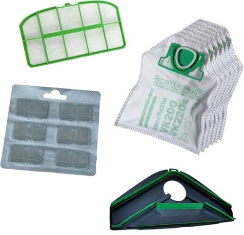 ASPIRAPOLVERE COMPATIBILE CON FOLLETTO VK 200 / VK 220 6 SACCHETTI + 6 PROFUMI + 1 GRIGLIA + SPAZZOLA