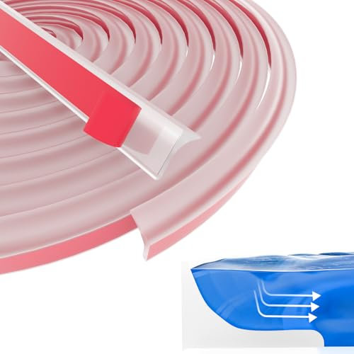2M Schwallschutzleiste Dusche Selbstklebend,Silikon Wasserstopper Dusche Schwallschutz,Schwallschutzleiste FüR Dusche,Duschdichtung Wassersperre Duschleiste Boden FüR Bad Und KüChe (Transparent)