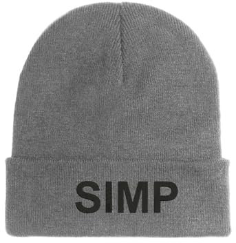 Simp Funny Logo Bestickte Beanie Mütze Wintermütze Grau, grau, Einheitsgröße