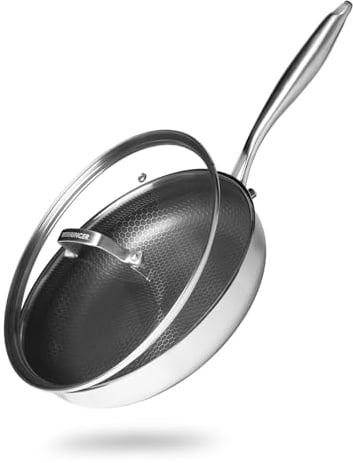 Reishunger Edelstahl Pfanne beschichtet - aus Edelstahl (⌀ 28 cm) - ofenfest bis 220 Grad - Perfekt für schonendes Braten auf allen Herdarten