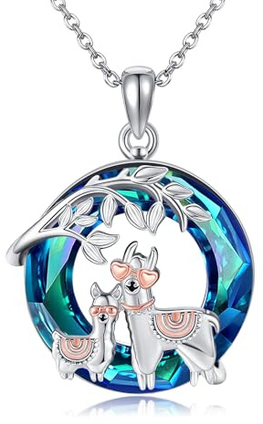 DAYLINLOVE Alpaka Lama Halskette 925 Sterling Silber Nette Tier Halsketten Anhänger Alpaka Schmuck Geschenke für Frauen
