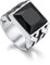 Bandmax Ringe für Herren Siegelring Wikinger Edelstahl Ring mit Stein 14MM breit Bandring Onyx Ring Größe 59mm Ringe Jungen Freundschaftsring Accessoires Wikinger Modeschmuck