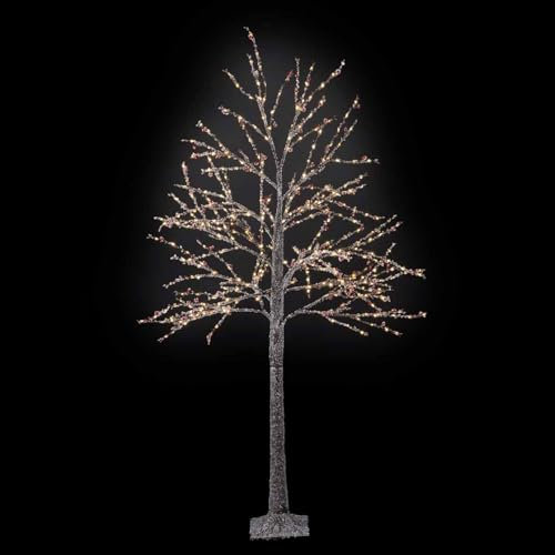 Gruppo Maruccia - Albero di Natale Luminoso 380 Led - 95 Rami con Cristalli Effetto Vetro e Bacche - Uso Intero ed Esterno - Altezza 1,80 Mt
