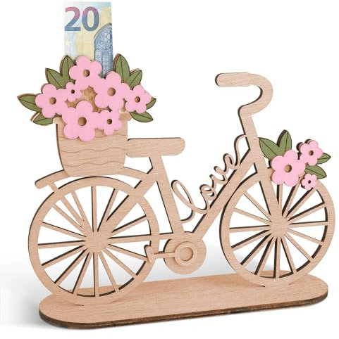 ARTREE Fahrrad Geschenk Fahrrad Geburtstag Geldgeschenke Holz, Fahrrad Deko Geldgeschenk Fahrrad für Frauen und Männer, Kreative Fahrrad Geschenke für Verliebte, Brautpaare, Familie, Freunde