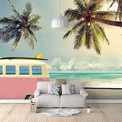 XLMING Beach Rose Cars Papier Peint 3D Intissé Salon Canapé Chambre À Coucher Salle Manger Intérieure Murale-430cm×300cm