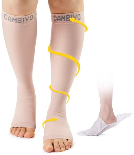 Medizinische Kompressionsstrümpfe Damen und Herren, Kompressionssocken Thrombosestrümpfe Offene Spitze, Stützstrümpfe 20-30 mmHg Klasse 2 für Krampfadern, Schwangerschaft, Reise, Alltag
