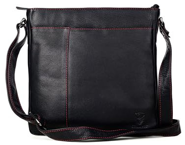 GERMANUS Umhängetasche Crossbodybag Schultertasche Handtasche Toni aus Leder für Herren und Damen, unisex, schwarz