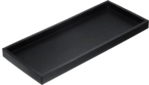 sourcing map Bathroom Vanity Tray, 11.8 x 5 Silicone Soap Dispenser Trays, Shatterproof Kitchen Sink Organizer for Soaps Keys Candle Trinket, Black