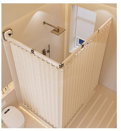 Tenda da doccia impermeabile, in lino resistente, plissettata per privacy e durata, perfetta per hotel e spazi temporanei