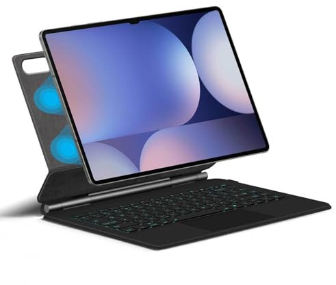 JZCZMCE Tastatur Hülle für Samsung Galaxy Tab S10 Ultra 14.6'' 2024 (SM-X920), Magnetischer Schwebender Freischwingerständer, Ultradünne Schutzhülle mit Hintergrundbeleuchteter Tastatur