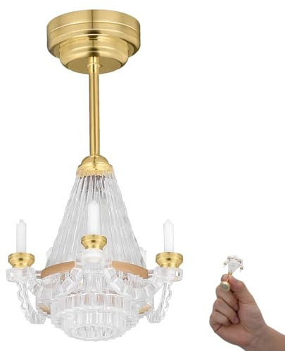 Supvox Miniatur Kronleuchter 1:12 Maßstab - Handgefertigte Mini Kerzenleuchte für Puppenhäuser - Nostalgische Hängeleuchte für Innen & Außen - DIY Puppenstuben Zubehör für Sammler
