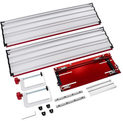 Track Saw Guide Rail Universal Straight Rail and Adjustable Clamp Set for 7 1/4in Circular Saws 50 Inch Cutting Range Woodworking Projects Aluminum Alloy