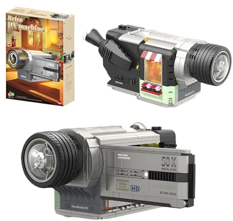 Retro Kamera Mini Bausteine Bausatz, 603 Teile Vintage Camera Modell Spielzeug, Technik Enthusiasten Video Mikro Ziegel Kit, Geschenke für Teenager Jungen Mädchen 14+ Fotografie Fans & Vintage Sammler