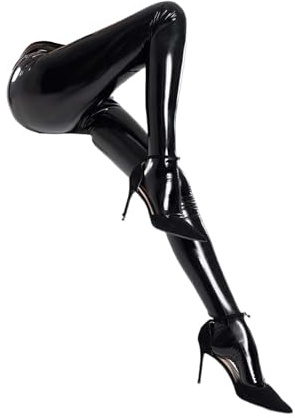 Generisch Damen Glänzend Latex Leggings Mit Reißverschluss Im Schritt Ouvert Wetlook Hose Strumpfhose Lack Offener Schritt Pantyhose Leggings Erotik Pants Clubwear Pu Shiny Lackoptik Hose Skinny