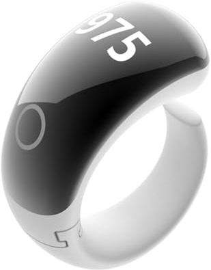 Lawnoval Einstellbarer Zikr für Ring mit digitalem Gebetszähler und App-Konnektivität, wasserdichtes ABS in Schwarz oder Weiß, 16,5 mm bis 23,9 mm
