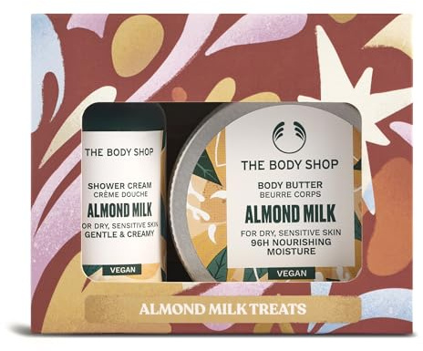 Almond Milk Treats Gift Set, Full-Size Body Care (Worth £10.5) | Shower Cream 60ml and Body Butter 50ml, Soothing Body Care with Gentle Cleansing, by The Body Shop