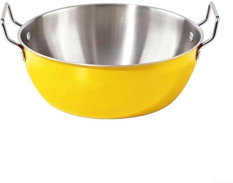Stainless Steel Mixing Bowl 9.5L Large Dual Handle Washing Up Basin for Kitchen Food Prep - Yellow(Yellow)