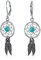 Blau Türkis Western Schmuck Native American Indian Dream Catcher Feder Baumelnd Ohrringe Für Frauen Teen .925 Sterlingsilber