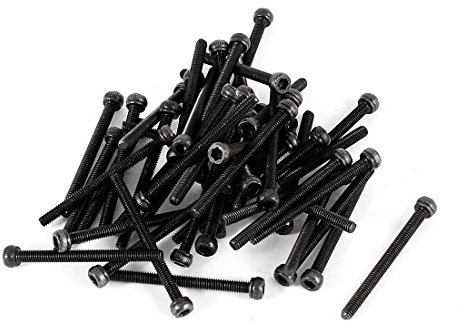 sourcingmap 50 pcs M2.5 x 30 Vis six pans creux tête hexagonale cylindrique moletée Boulon en 12.9 acier alliage