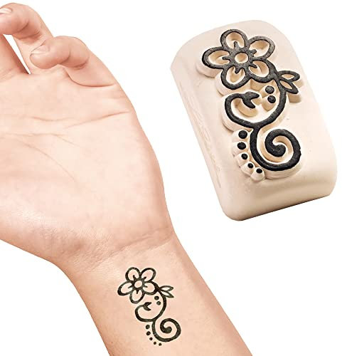 LaDot Tattoo für Kinder und Erwachsene, temporäre hautfreundliche fake Tattoos, Tattoo-Stempel ohne Nadeln für Körper und Arm, wasserfest, Keramikstempel Kringelblume