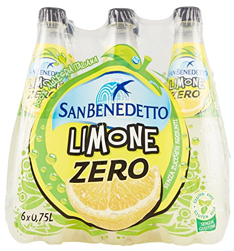 San Benedetto, Bibita Analcolica Gassata al Limone Zero, 6x750 ml, Senza Zuccheri Aggiunti e Senza Calorie, Rinfrescante e Leggera