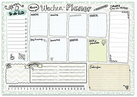 TypeStoff Schreibtischunterlage Papier mit Wochenplaner, To-Do-Liste. Schreibunterlage in DIN A3, zum Planen, Malen, Kritzeln und Notieren mit Tage-Buch-Charakter - SU-00156