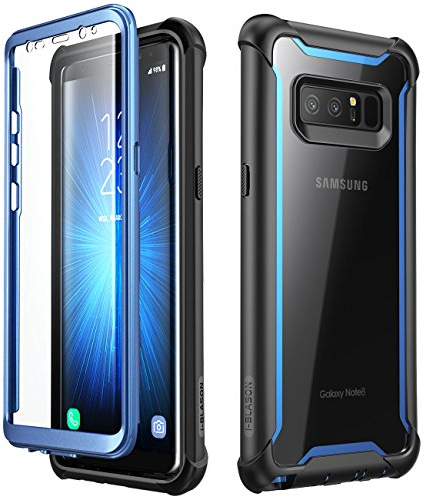 i-Blason Coque Samsung Note 8, Coque Intégrale Transparente Bumper Série Ares avec Film Protecteur d'écran Intégré pour Samsung Galaxy Note 8 2017, Noir/Bleu