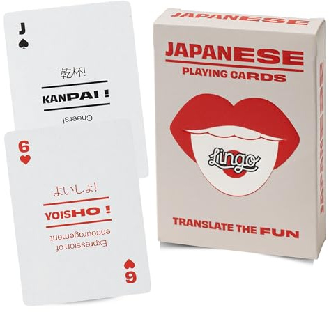 Japanese- Lingo Playing Cards | Language Learning Game Set | Fun Visual Flashcard Deck To Increase Vocabulary and Pronunciation Skills - 54 Useful Phrases