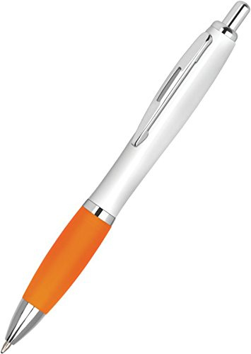 Full Colour Printed Personalised Contour Pens Promotional *Qty - 100* - Orange Pen Grips