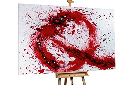 KunstLoft® XXL Gemälde 'Out and About' 180x120cm | original handgemalte Bilder | Abstrakt Farbkleckse Kreis Rot | Leinwand-Bild Ölgemälde einteilig groß | Modernes Kunst Ölbild