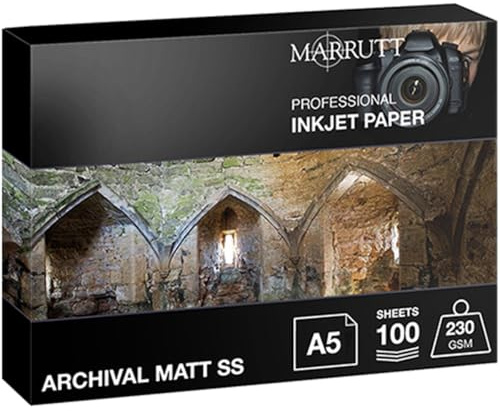 Marrutt 230gsm Archival Matt Single Sided Inkjet Photo Paper (A5-100 Sheets)