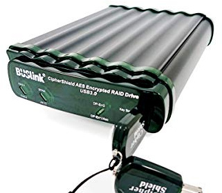 BUSlink CipherShield FIPS 140-2 Level 2 HIPAA 256-bit AES USB 3.0 Encrypted RAID 0 Portable Hard Drive (10TB) (CSE-10TM3)