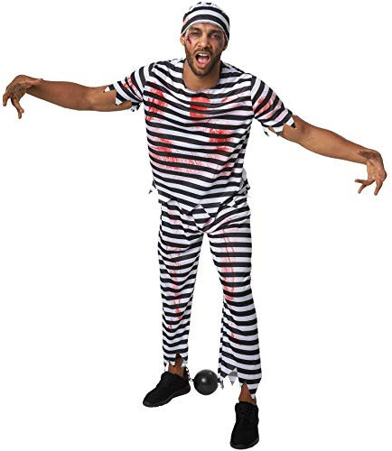 dressforfun 900444 - Herrenkostüm gruseliger Knastbruder, Gestreiftes Outfit in Gefängnis-Optik (L | Nr. 302282)