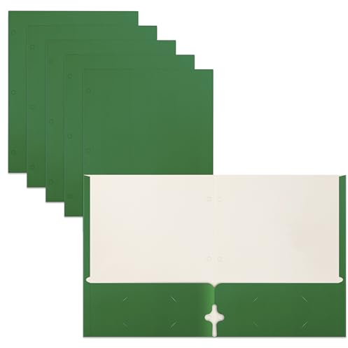 Better Office Products Green Folders, 50 Pack Letter Size Pocket Folders, Green Folders with Pockets, Two Pocket Portfolio Folders, Durable Paper Folders for School Classroom Office Organization