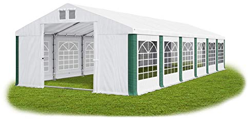 Partyzelt 6x12m wasserdicht weiß-grün mit Bodenrahmen 560g/m² PVC Plane Solide Festzelt Gartenzelt Summer Floor SD