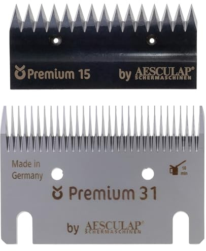 Kerbl Aesculap Schermesser-Set Premium, für Pferd & Rind, 15 Zähne Obermesser, 31 Zähne Untermesser, 18956