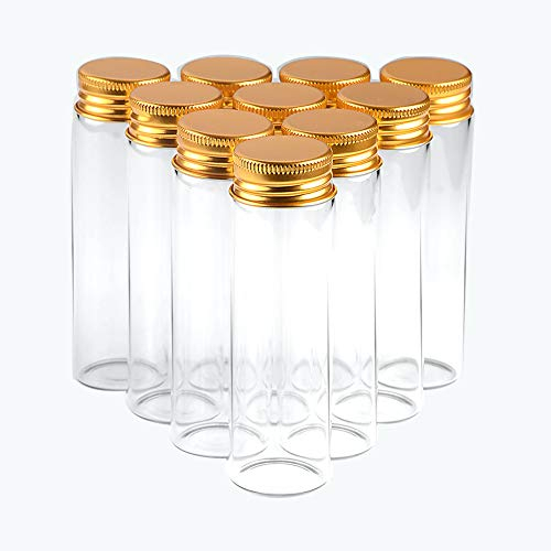 12pcs 50ml Botellas de Cristal Transparente con Tapa de Aluminio Dorado Frascos de Frascos de Vidrio Vacías, para Tarros de Dulces, Especias, Hierbas o té para Almacenamiento