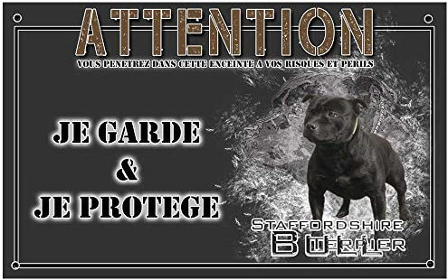 Je Monte la Garde personnalisée Staffie Noir - pré percée et vis comprises. De 30 cm à 15 cm…