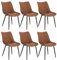 WOLTU Esszimmerstühle 6er Set, Küchenstühle, Wohnzimmerstühle, Polsterstühle mit Rückenlehne, für Esszimmer, Küche, Wohnzimmer, Büro, Sitzfläche aus Kunstleder, Metallbeine, Hellbraun BH210hbr-6