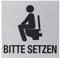 Metafranc Klebeschild Bitte setzen - 80 x 80 mm - Aus Aluminium - In moderner Edelstahl-Optik - Selbstklebende Rückseite / Beschilderung / Infoschild / Toilettenschild / 507180
